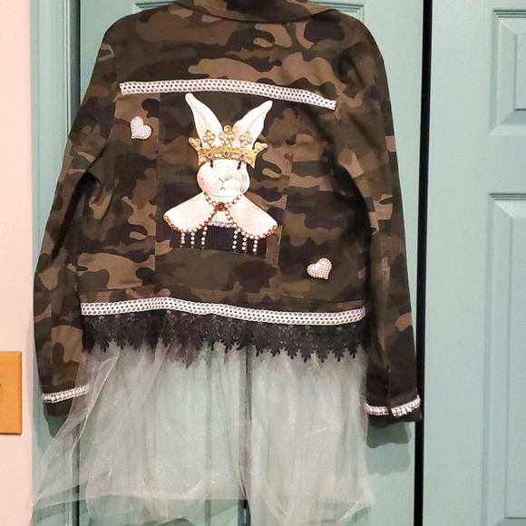 Upcycled Camo Embellished Jacket - Picture 1 of 9
